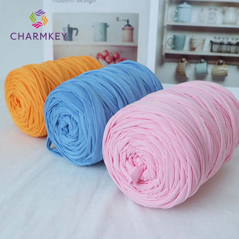 Charmkey Soft Polyester Fancy Yarn 400g 500g T Shirt Yarn Cotton Yarn Hand Knitting Bag